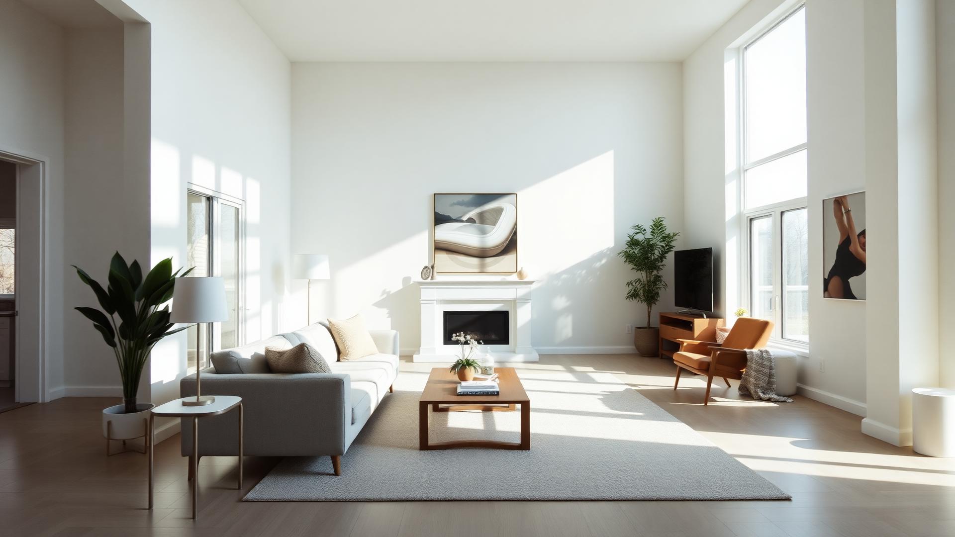 Bright, professionally cleaned Long Island living room